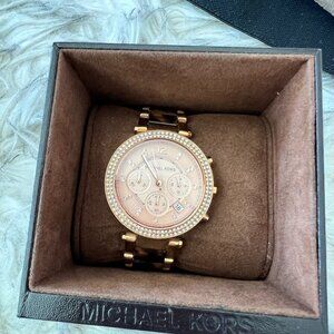 MICHAEL KORS PARKER TORTOISE & ROSE-GOLD WATCH (MK5263)